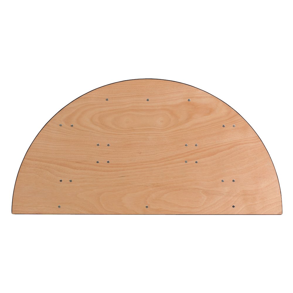 5-Foot Half-Round Wood Folding Banquet Table. Picture 3