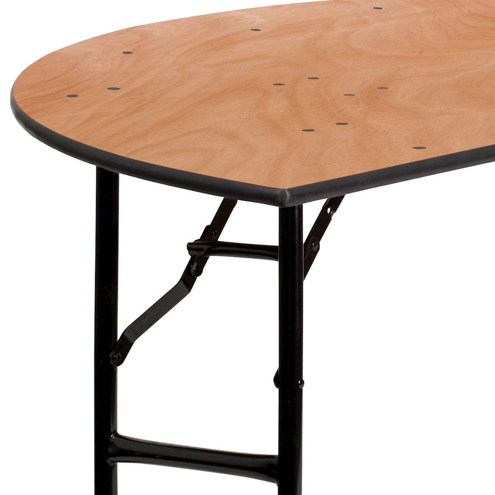 5-Foot Half-Round Wood Folding Banquet Table. Picture 7