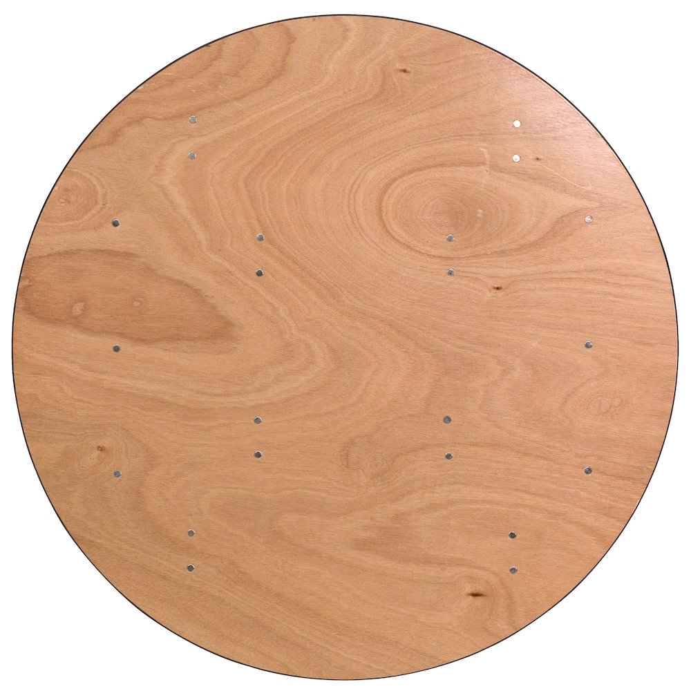 4-Foot Round Wood Folding Banquet Table with Clear Coated Finished Top. Picture 3