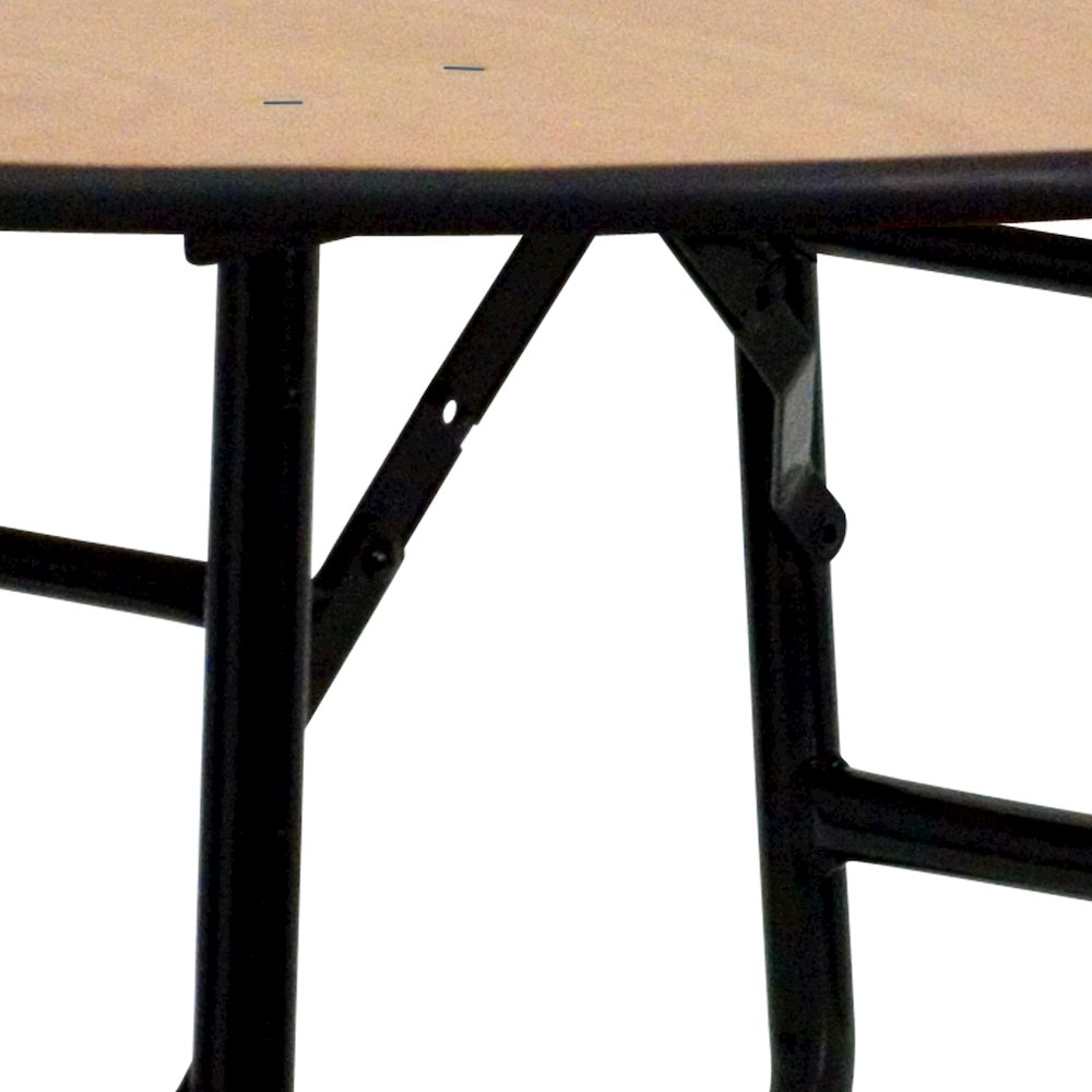 4-Foot Round Wood Folding Banquet Table with Clear Coated Finished Top. Picture 10