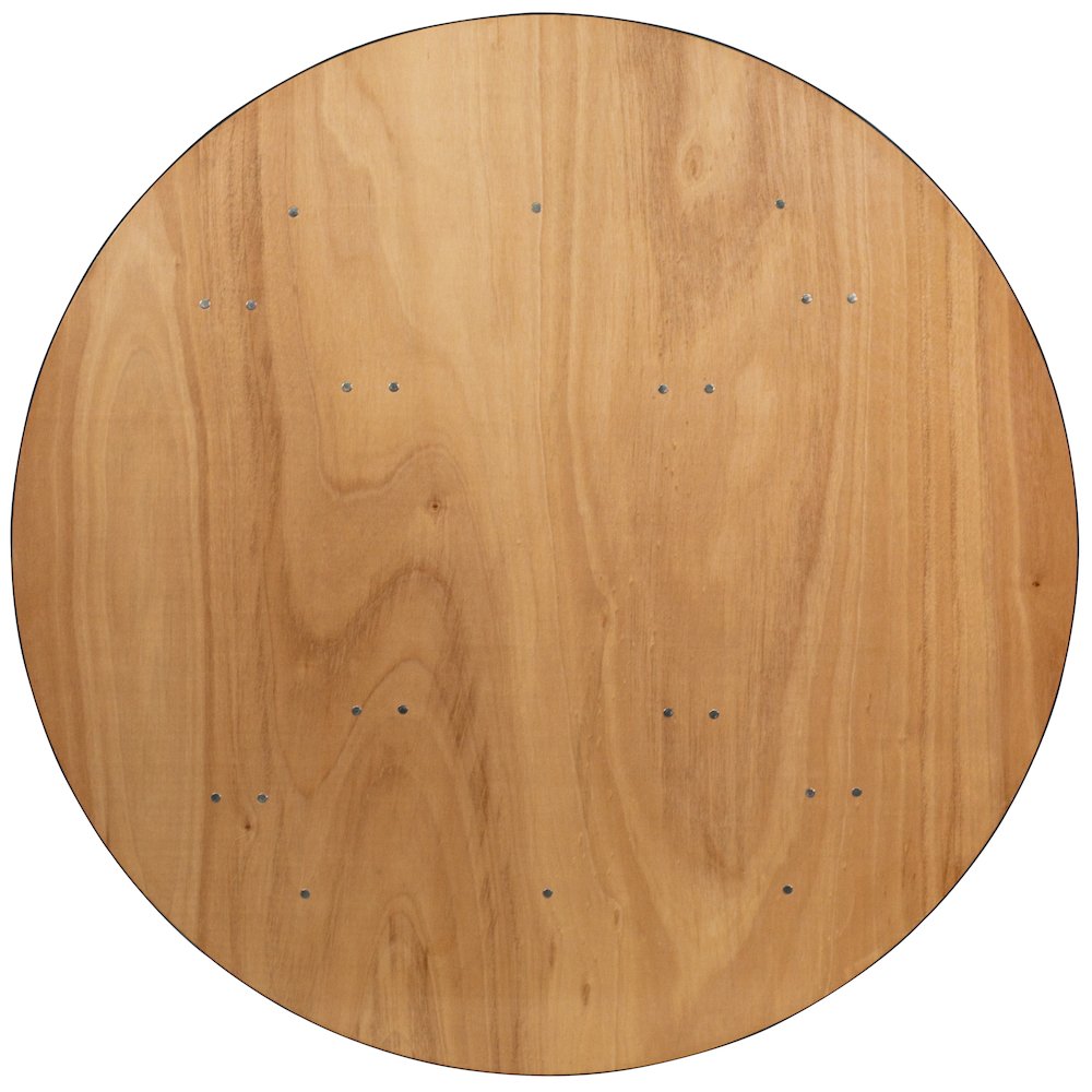 5-Foot Round Wood Folding Banquet Table with Clear Coated Finished Top. Picture 3