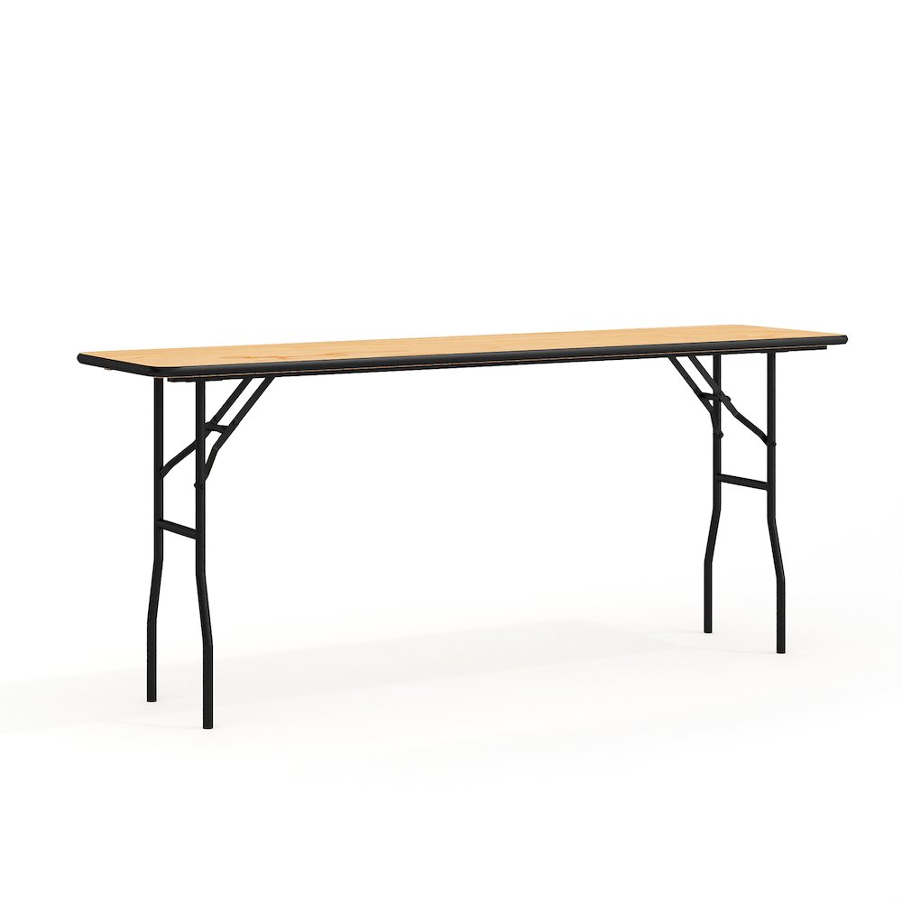 6-Foot Wood Folding Table with Smooth Clear Coated Finished Top. Picture 1