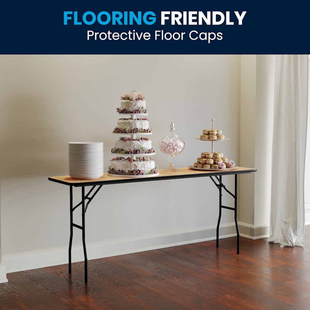 6-Foot Wood Folding Table with Smooth Clear Coated Finished Top. Picture 8