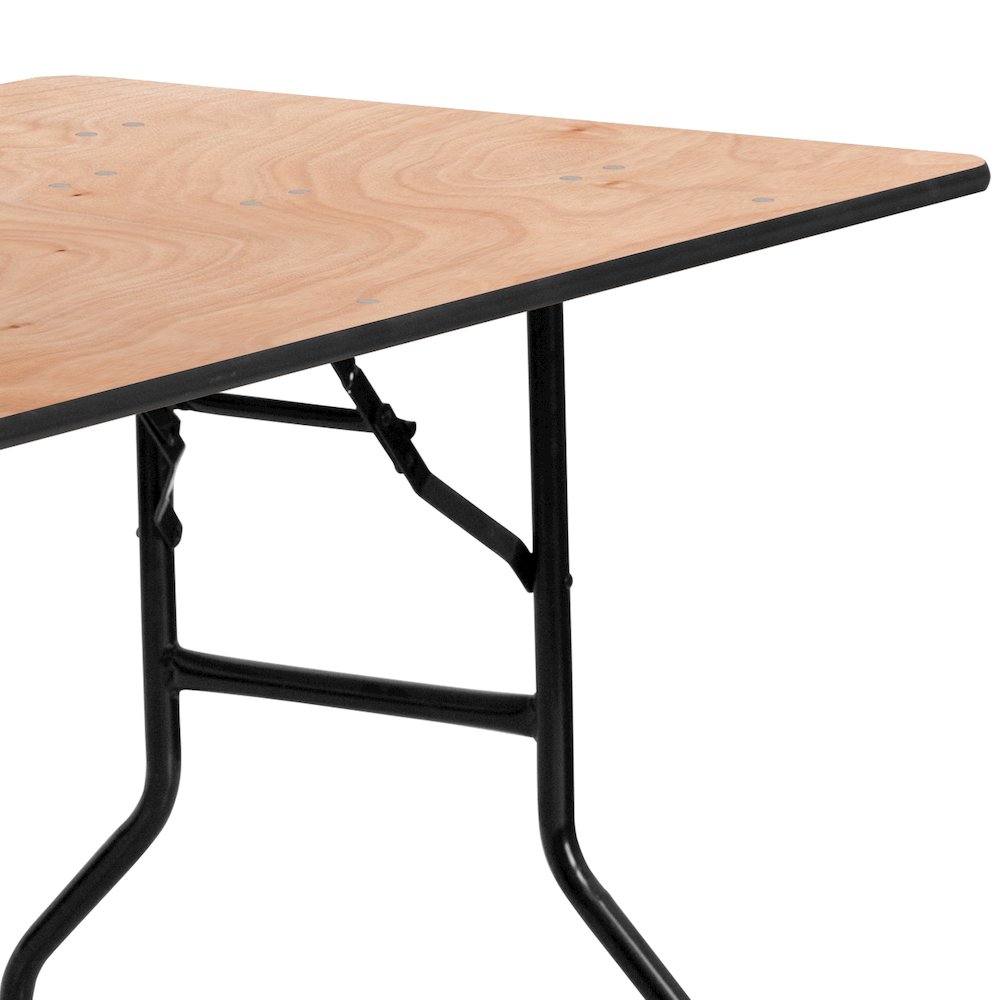 5-Foot Rectangular Wood Folding Banquet Table with Clear Coated Finished Top. Picture 7