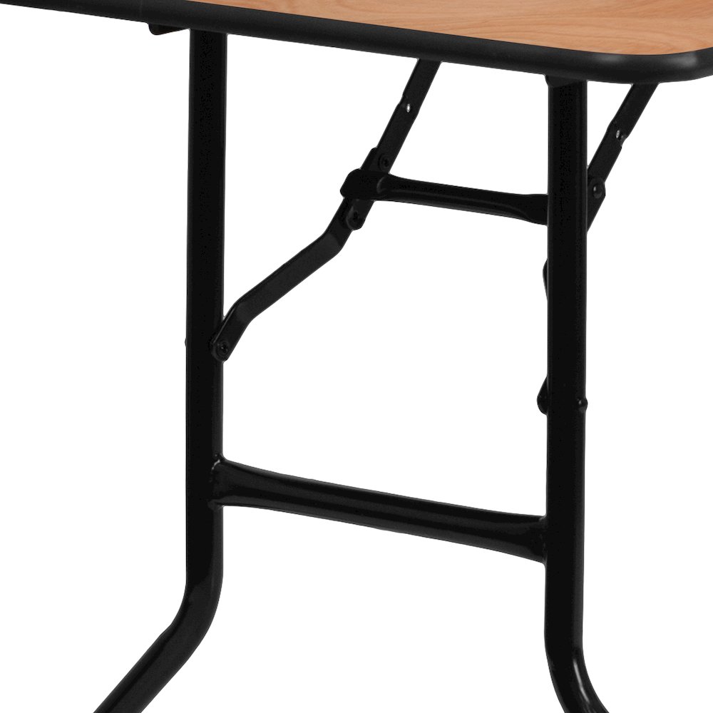 5-Foot Rectangular Wood Folding Banquet Table with Clear Coated Finished Top. Picture 10