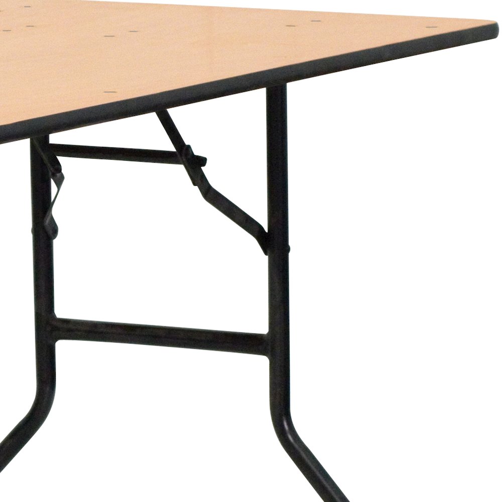 6-Foot Rectangular Wood Folding Banquet Table with Clear Coated Finished Top. Picture 7