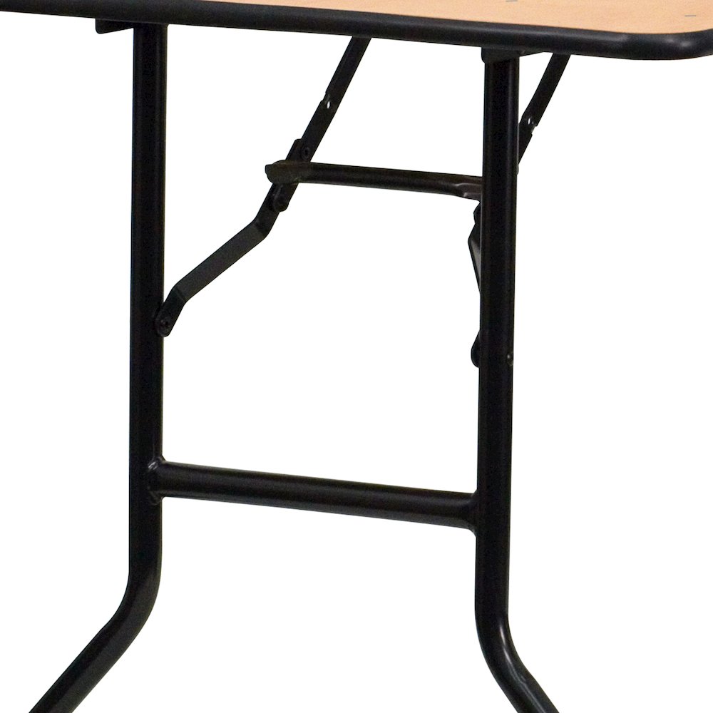 6-Foot Rectangular Wood Folding Banquet Table with Clear Coated Finished Top. Picture 10