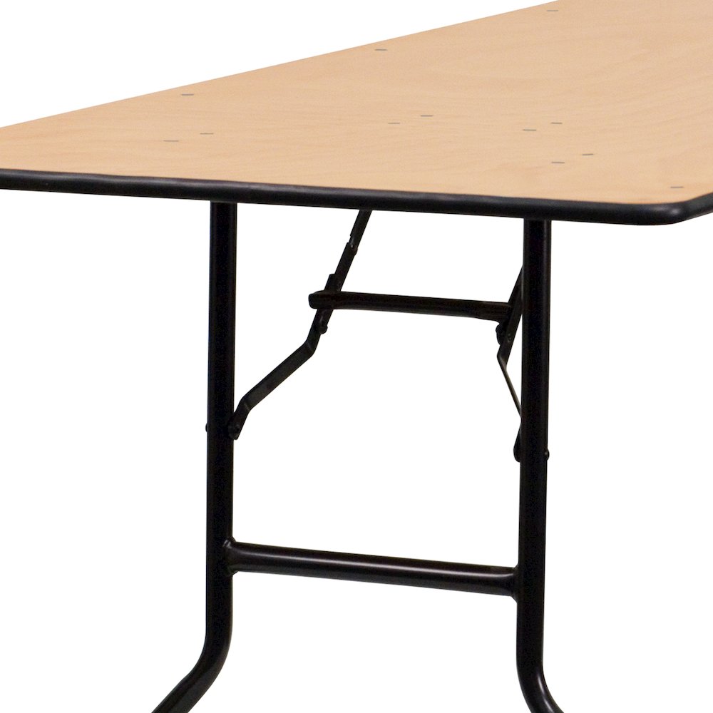 8-Foot Rectangular Wood Folding Banquet Table with Clear Coated Finished Top. Picture 7