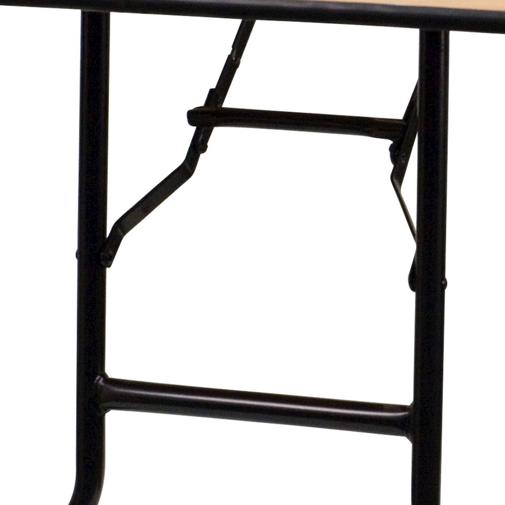 8-Foot Rectangular Wood Folding Banquet Table with Clear Coated Finished Top. Picture 10
