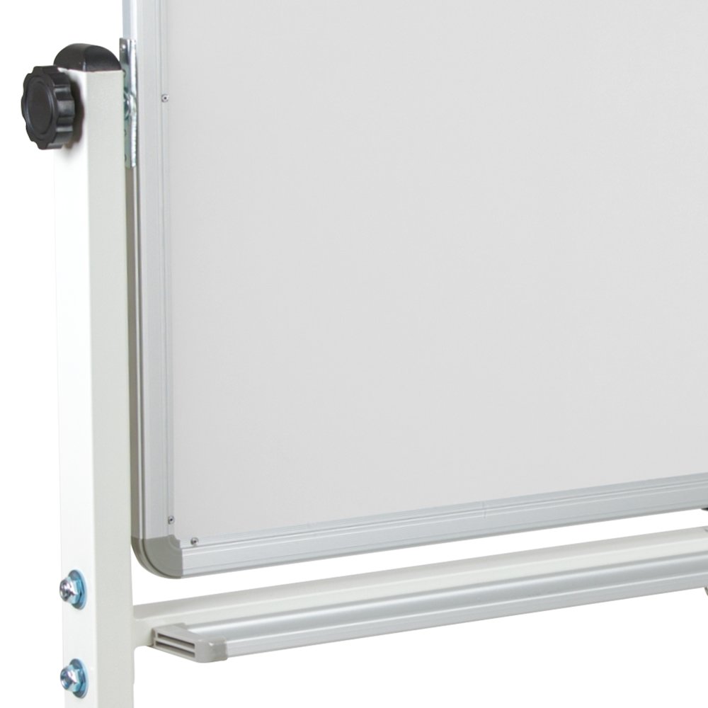 45.25"W x 54.75"H Double-Sided Mobile White Board with Pen Tray. Picture 8