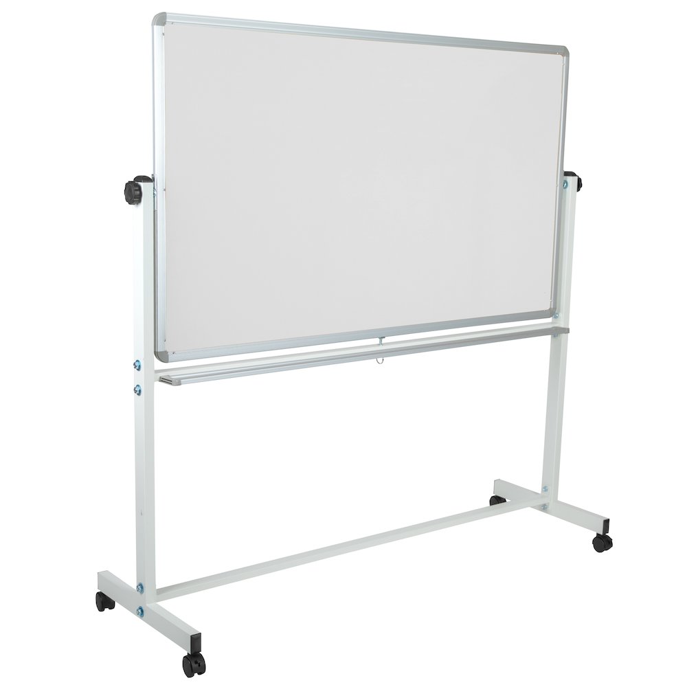 Reversible Mobile Cork Bulletin Board and White Board with Pen Tray, 62.5"W x 62.25"H. Picture 8