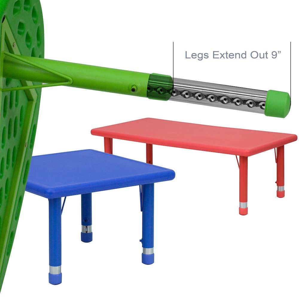 24''W x 48''L Rectangular Green Plastic Height Adjustable Activity Table. Picture 4