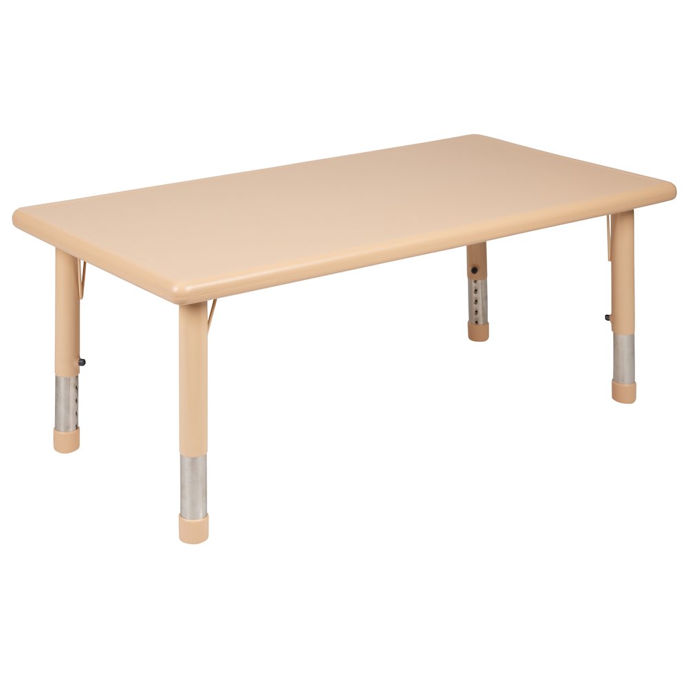 24"W x 48"L Rectangular Natural Plastic Height Adjustable Activity Table. Picture 1