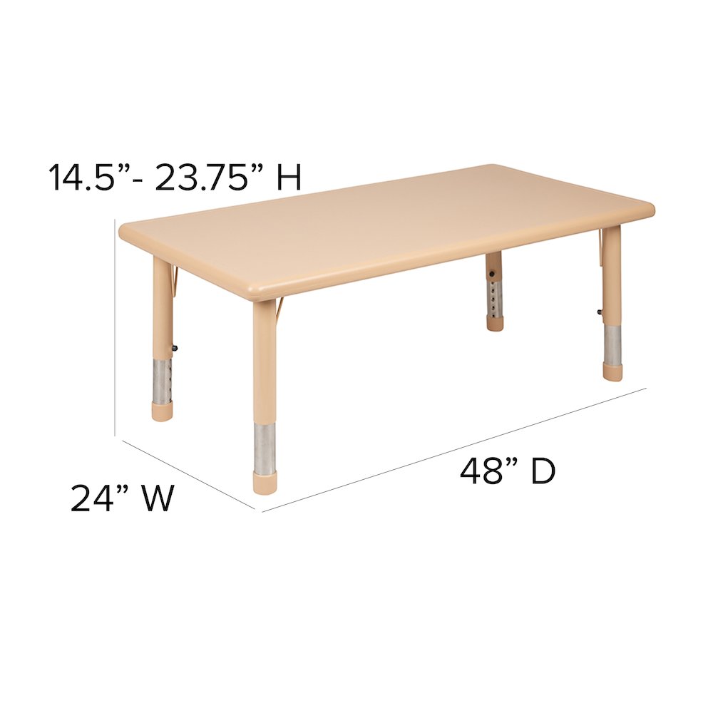 24"W x 48"L Rectangular Natural Plastic Height Adjustable Activity Table. Picture 5