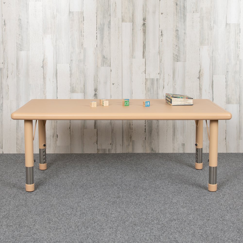 24"W x 48"L Rectangular Natural Plastic Height Adjustable Activity Table. Picture 2