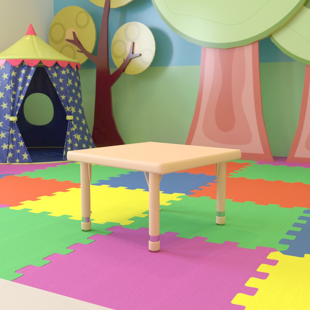 24" Square Natural Plastic Height Adjustable Activity Table. Picture 2