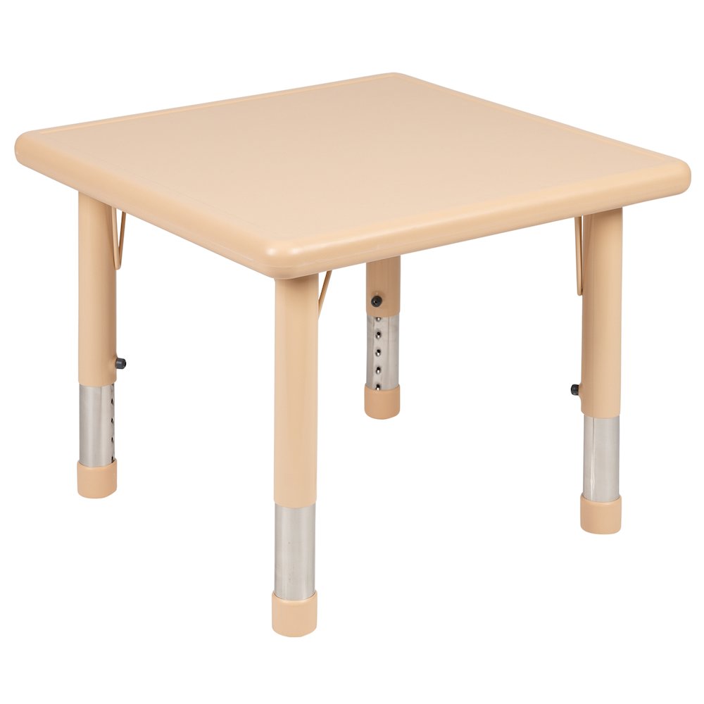 24" Square Natural Plastic Height Adjustable Activity Table Set with 4 Chairs. Picture 8