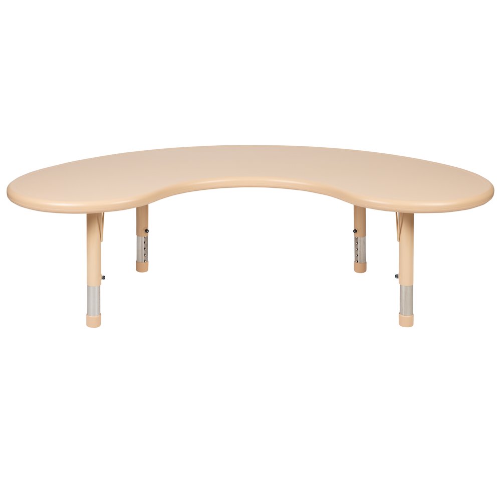 35"W x 65"L Half-Moon Natural Plastic Height Adjustable Activity Table. Picture 3