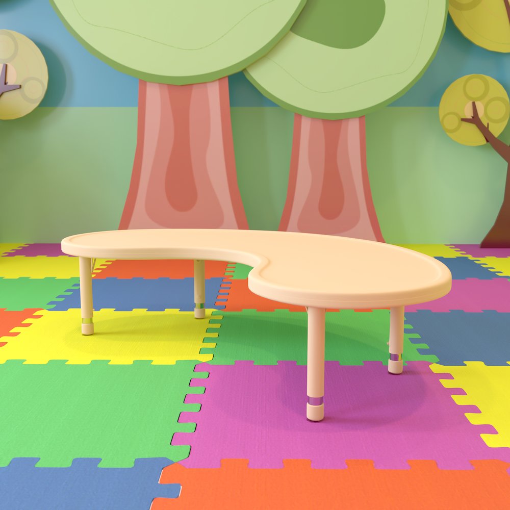 35"W x 65"L Half-Moon Natural Plastic Height Adjustable Activity Table. Picture 8