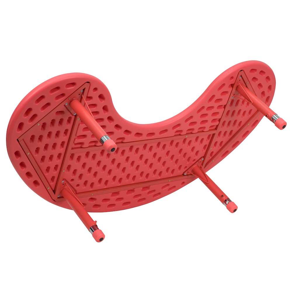 35''W x 65''L Half-Moon Red Plastic Height Adjustable Activity Table. Picture 2