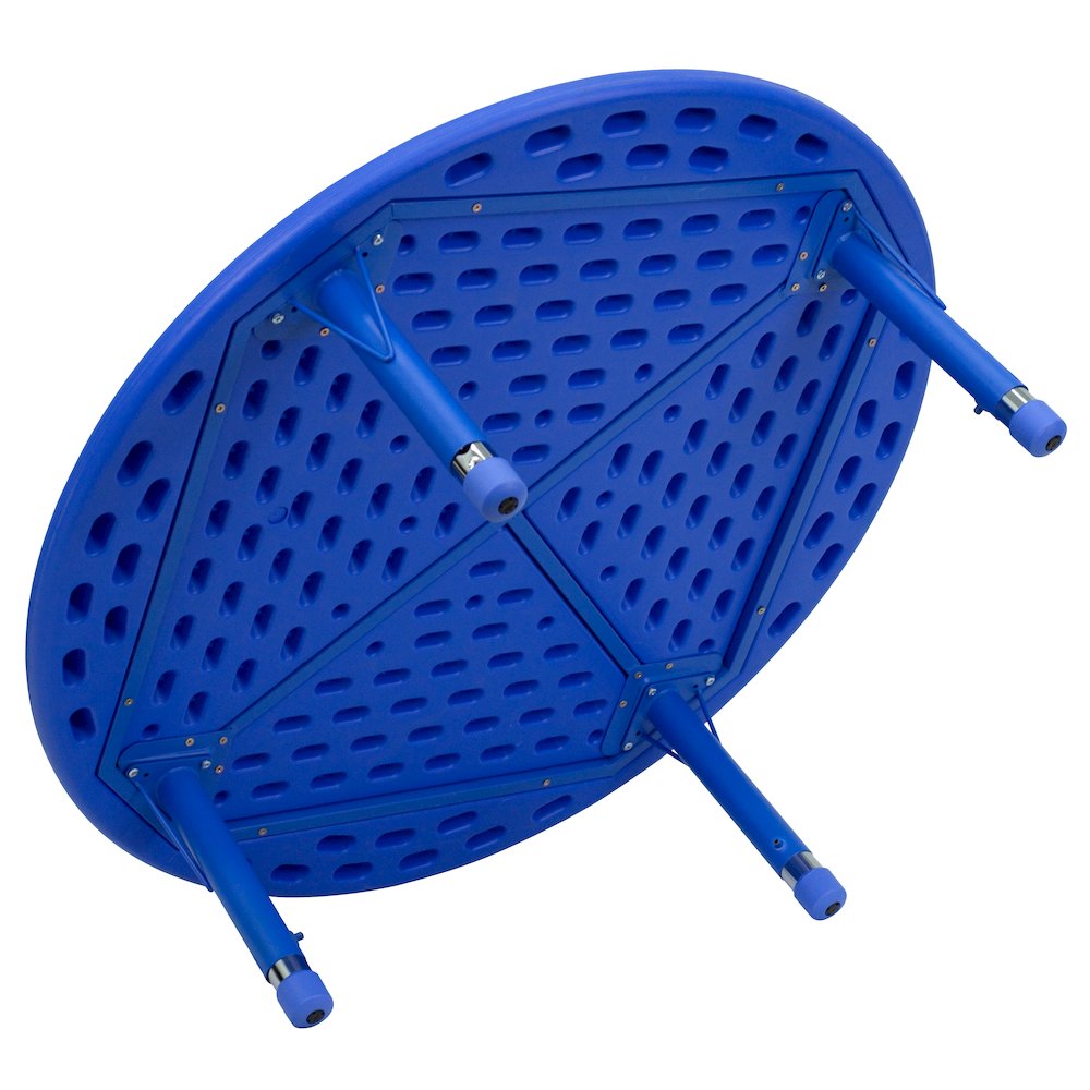45'' Round Blue Plastic Height Adjustable Activity Table. Picture 6