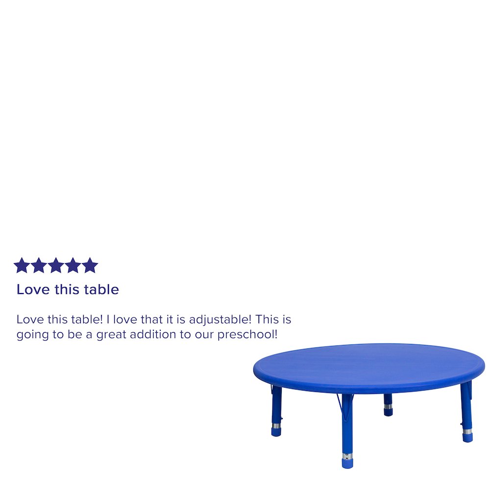 45'' Round Blue Plastic Height Adjustable Activity Table. Picture 3