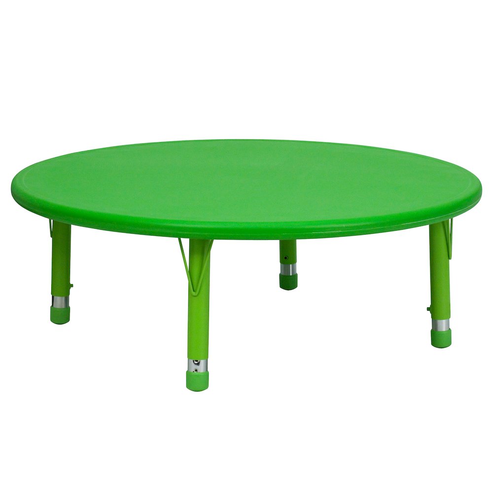45'' Round Green Plastic Height Adjustable Activity Table. Picture 1