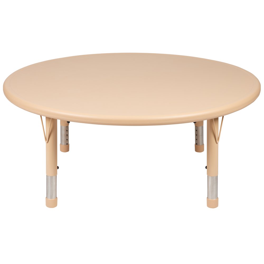 45" Round Natural Plastic Height Adjustable Activity Table. Picture 3