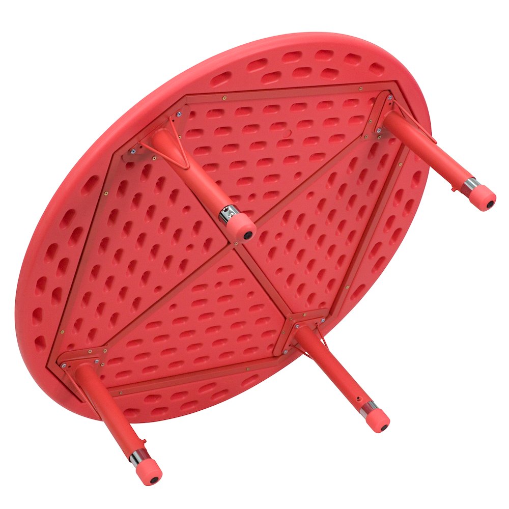 45'' Round Red Plastic Height Adjustable Activity Table. Picture 2
