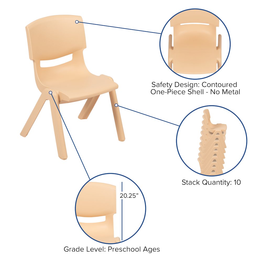 45" Round Natural Plastic Height Adjustable Activity Table Set with 4 Chairs. Picture 4