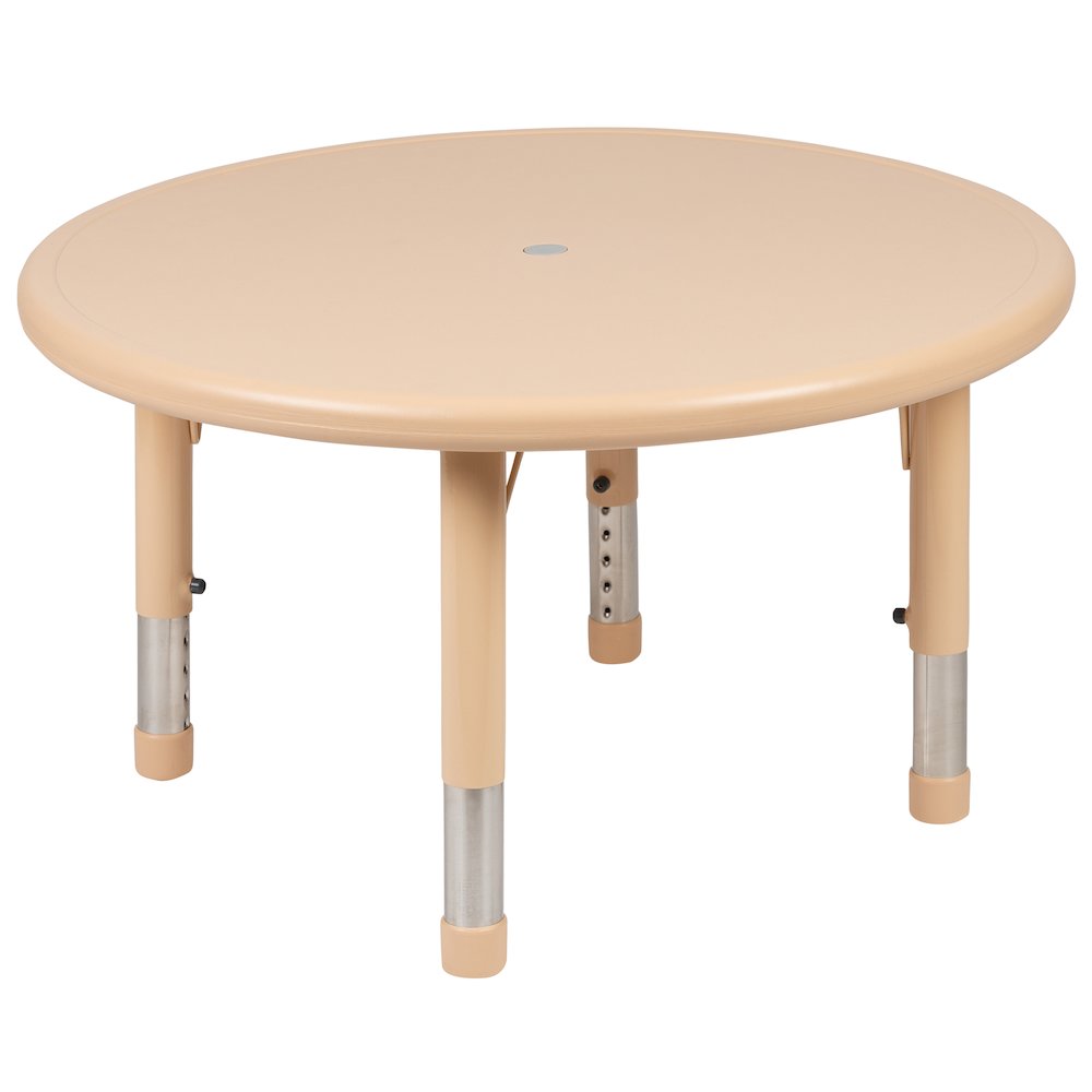 33" Round Natural Plastic Height Adjustable Activity Table. Picture 1