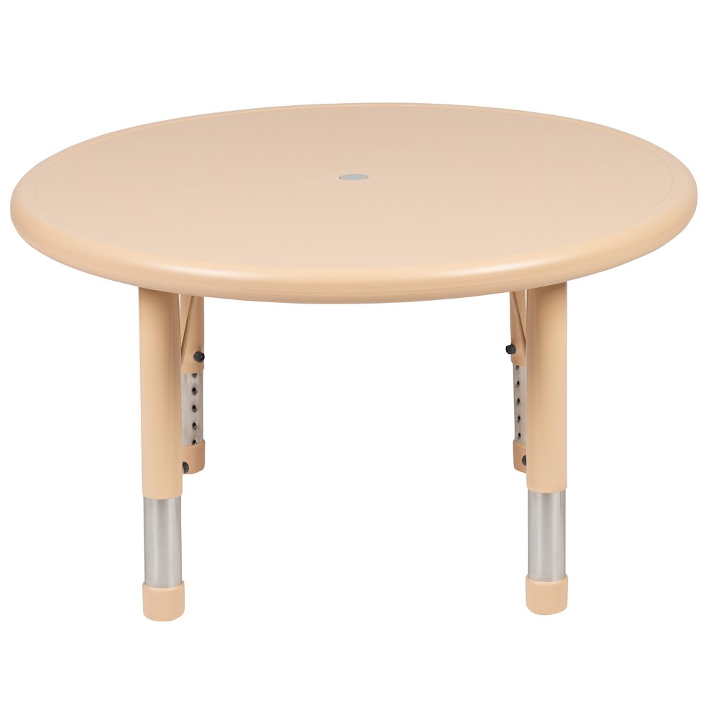 33" Round Natural Plastic Height Adjustable Activity Table. Picture 3
