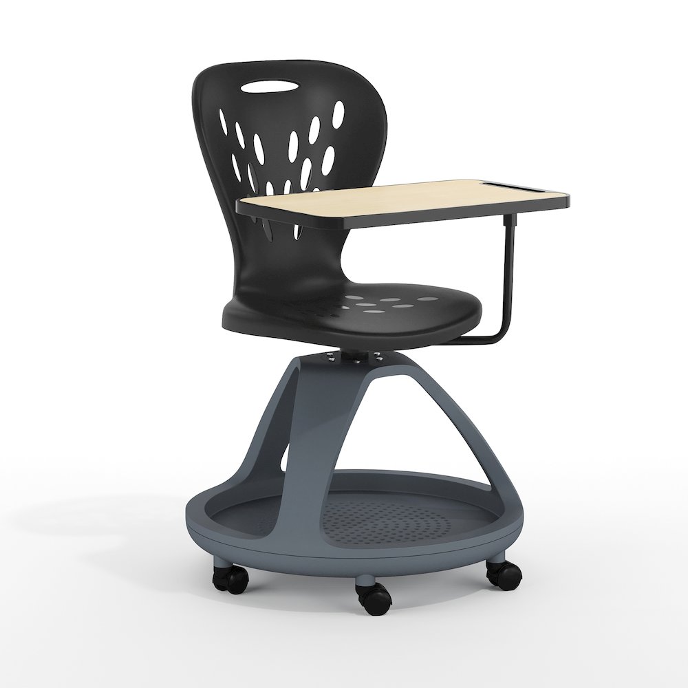 Black Mobile Desk Chair with 360 Degree Tablet Rotation. Picture 1