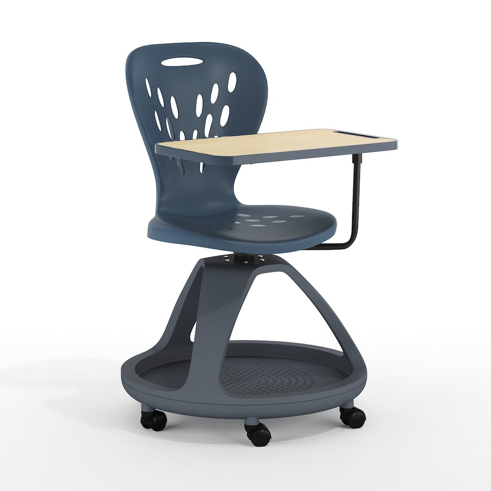 Dark Gray Mobile Desk Chair with 360 Degree Tablet Rotation. Picture 1
