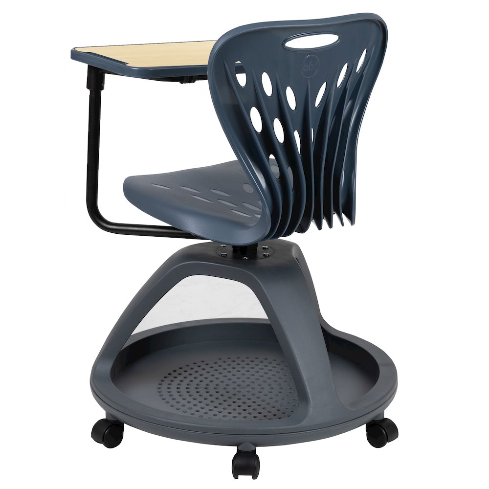 Dark Gray Mobile Desk Chair with 360 Degree Tablet Rotation. Picture 10