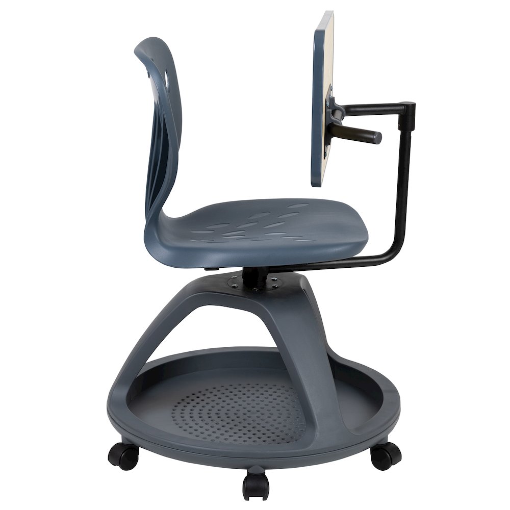 Dark Gray Mobile Desk Chair with 360 Degree Tablet Rotation. Picture 11