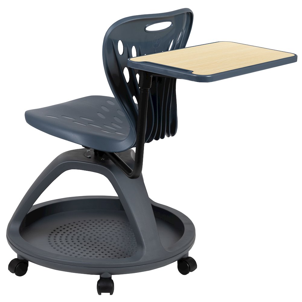 Dark Gray Mobile Desk Chair with 360 Degree Tablet Rotation. Picture 16