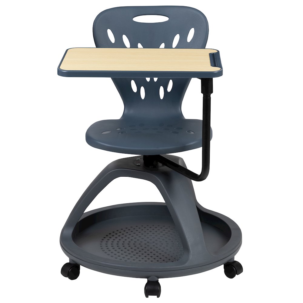 Dark Gray Mobile Desk Chair with 360 Degree Tablet Rotation. Picture 13