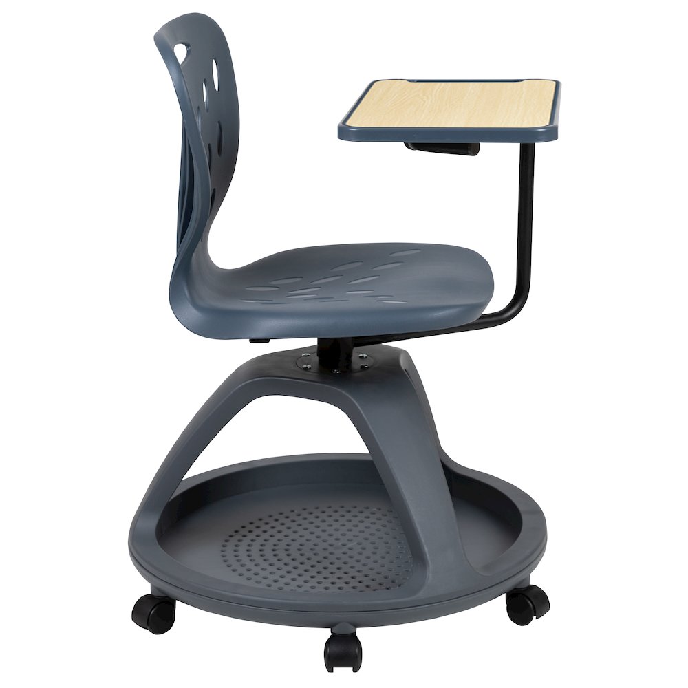 Dark Gray Mobile Desk Chair with 360 Degree Tablet Rotation. Picture 12