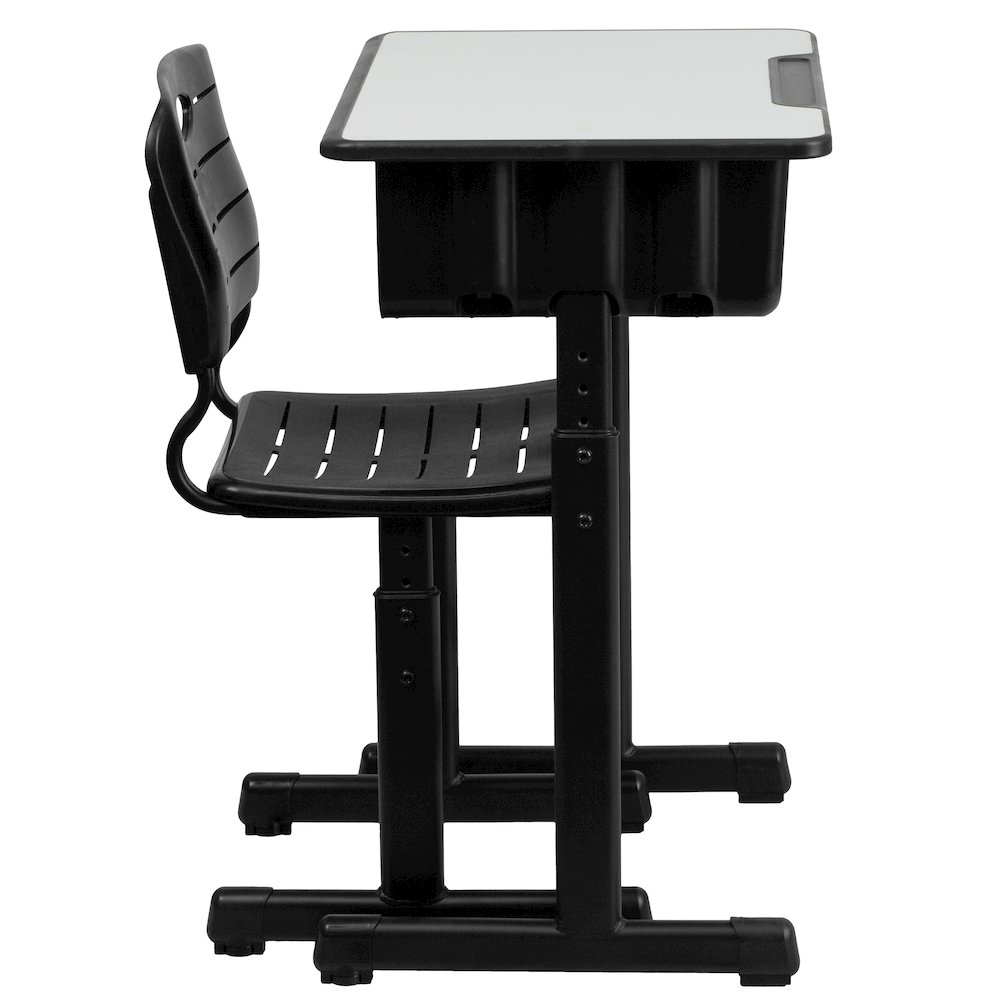 Adjustable Height Student Desk and Chair with Black Pedestal Frame. Picture 2