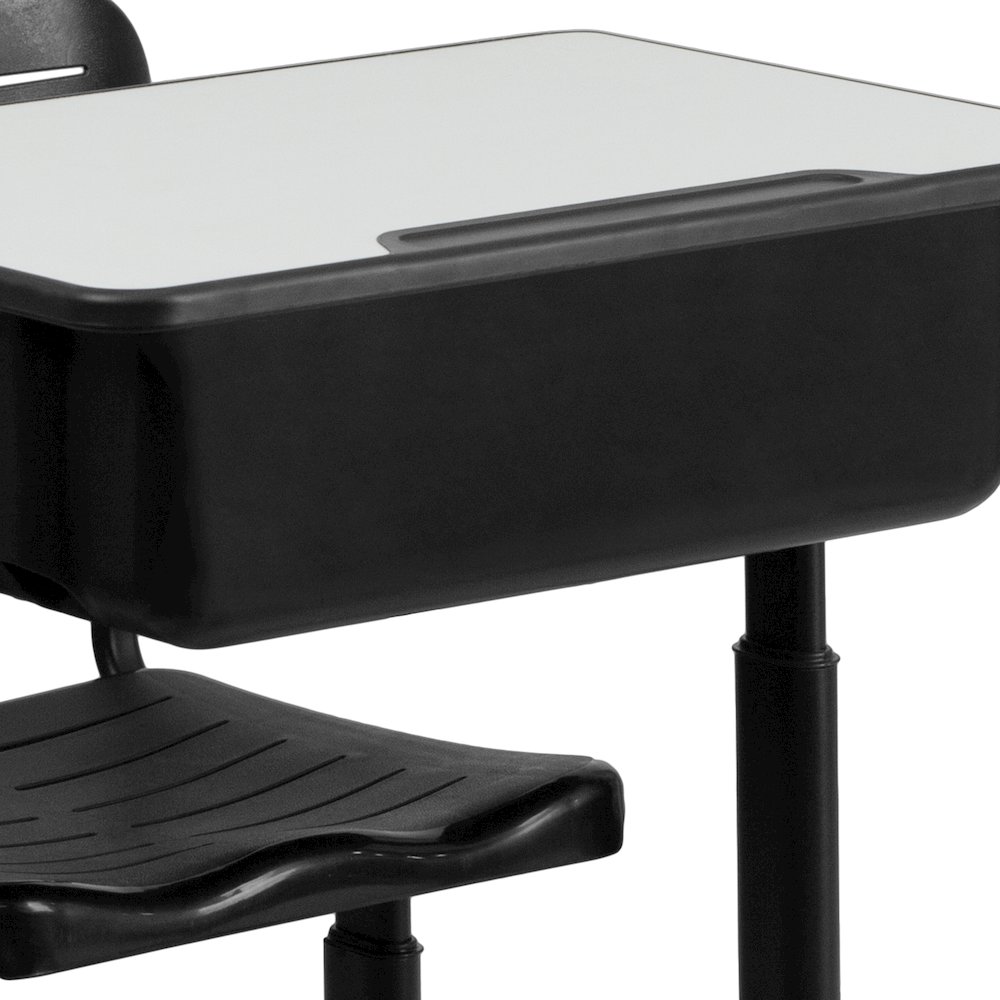 Adjustable Height Student Desk and Chair with Black Pedestal Frame. Picture 6