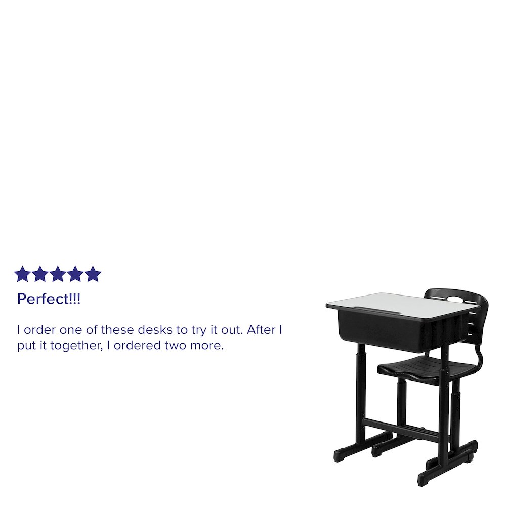 Adjustable Height Student Desk and Chair with Black Pedestal Frame. Picture 9