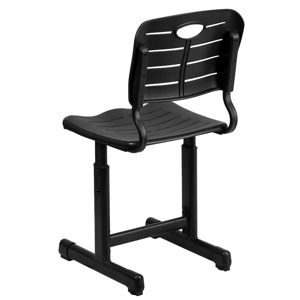 Black Student Chair with Black Pedestal Frame. Picture 1