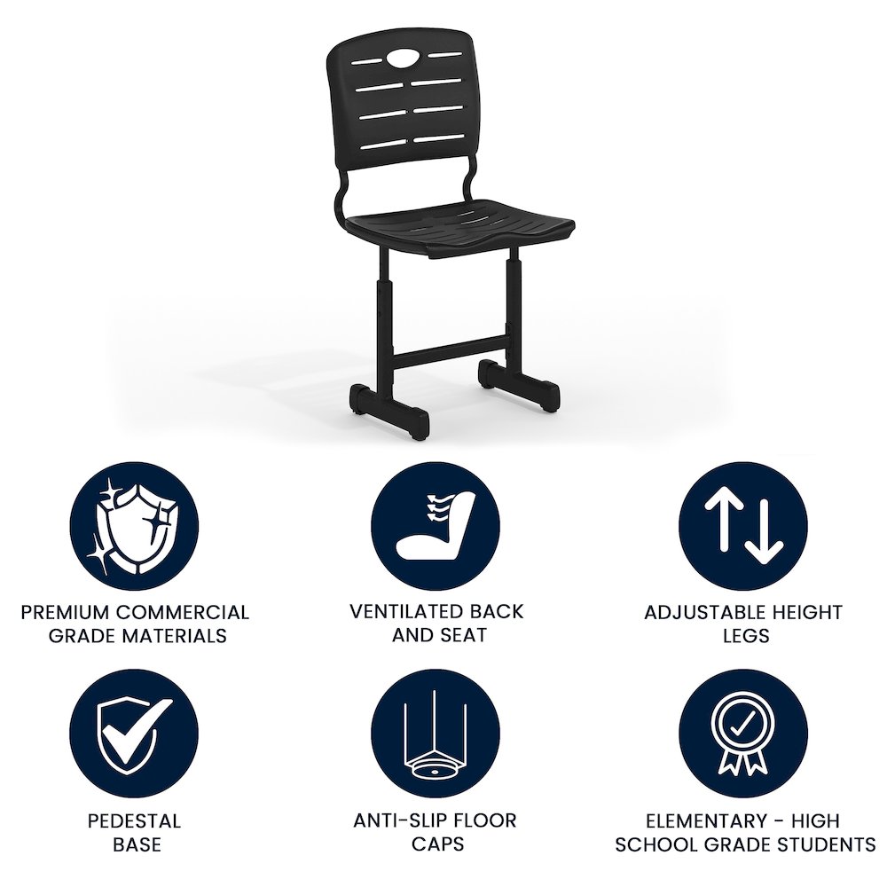 Black Student Chair with Black Pedestal Frame. Picture 7