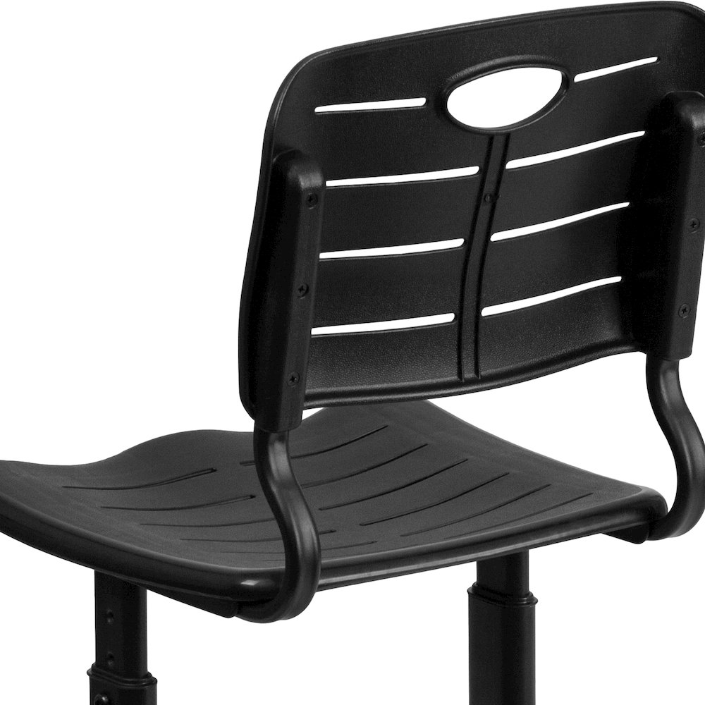 Black Student Chair with Black Pedestal Frame. Picture 2