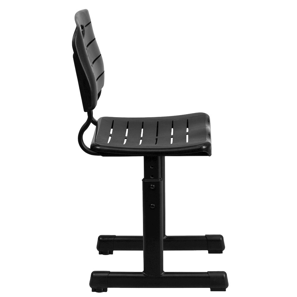 Black Student Chair with Black Pedestal Frame. Picture 3
