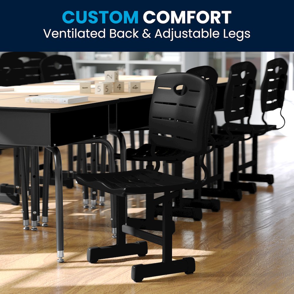 Black Student Chair with Black Pedestal Frame. Picture 11