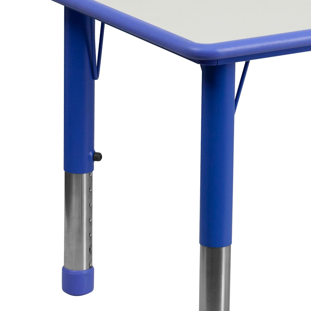 23.625''W x 47.25''L Blue Plastic Height Activity Table Set with 6 Chairs. Picture 9