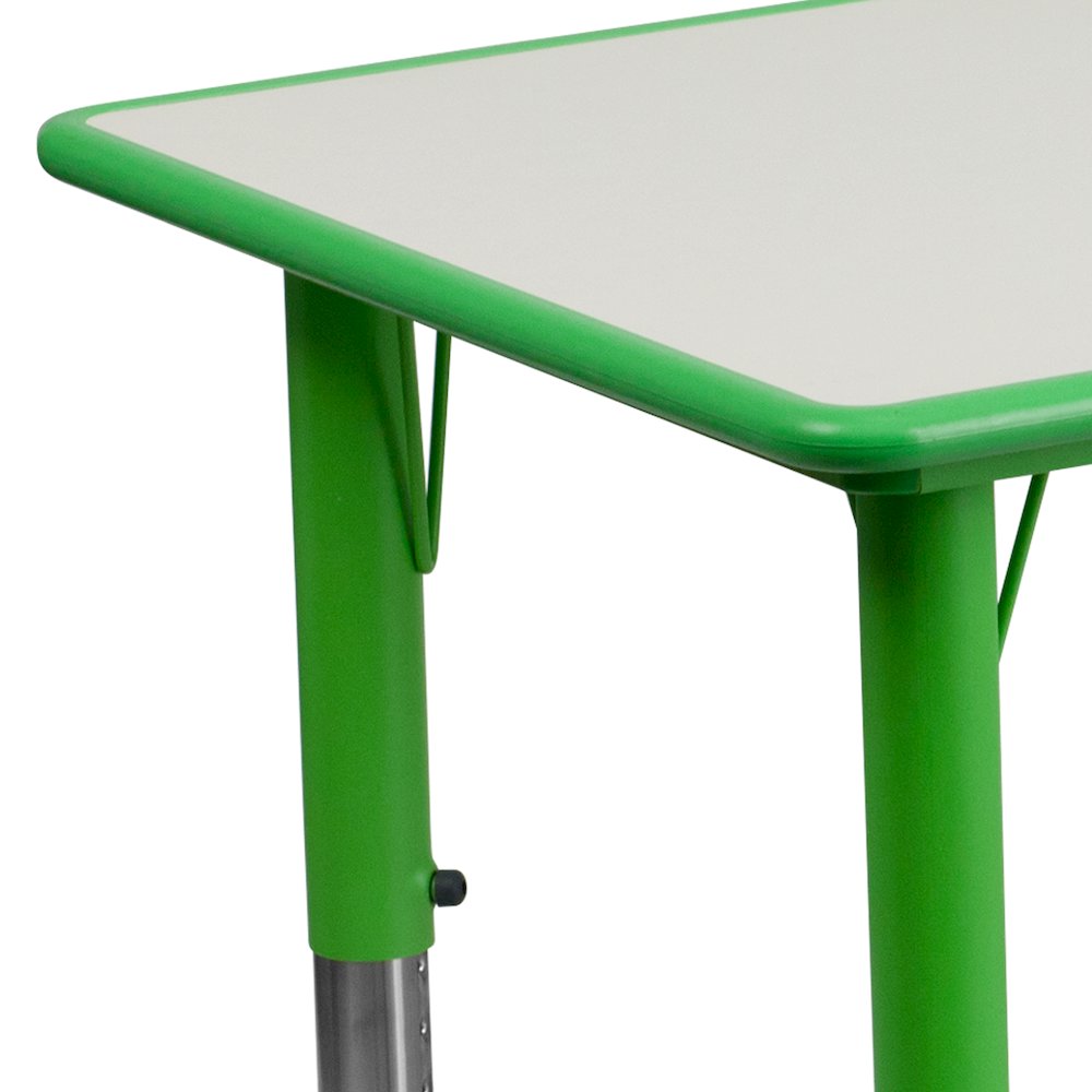 23.625''W x 47.25''L Green Plastic Height Activity Table with Grey Top. Picture 12