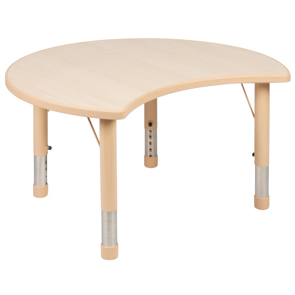 25.125"W x 35.5"L Crescent Natural Plastic Height Adjustable Activity Table. Picture 1